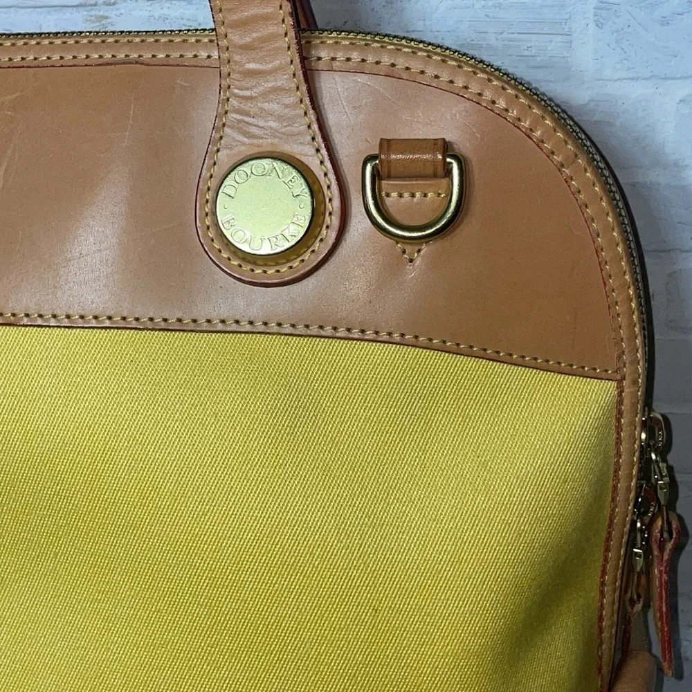 Dooney & Bourke Alma Leather Canvas Satchel Handbag Purse with Removable Strap